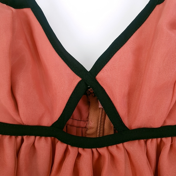 Topshop Pink Chiffon Black Contrast Cut Out Mini - Picture 8 of 11